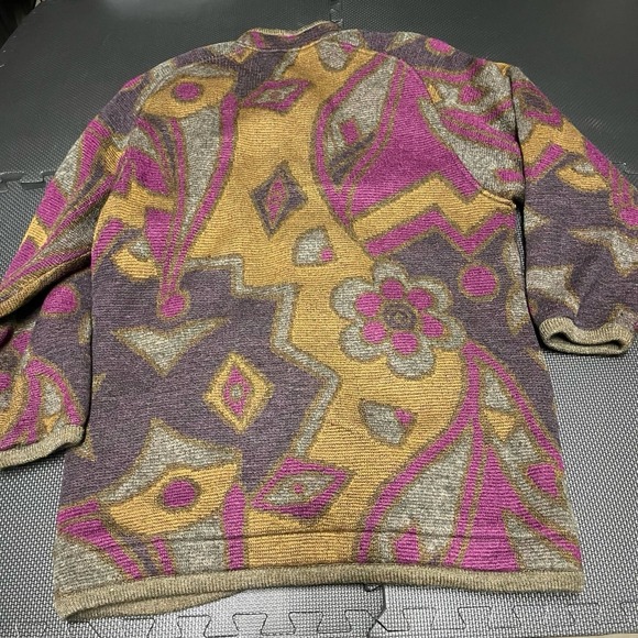 Vintage Geiger Collection Sweater Jacket Coat size 40 Patchwork Floral Wool - Picture 4 of 9
